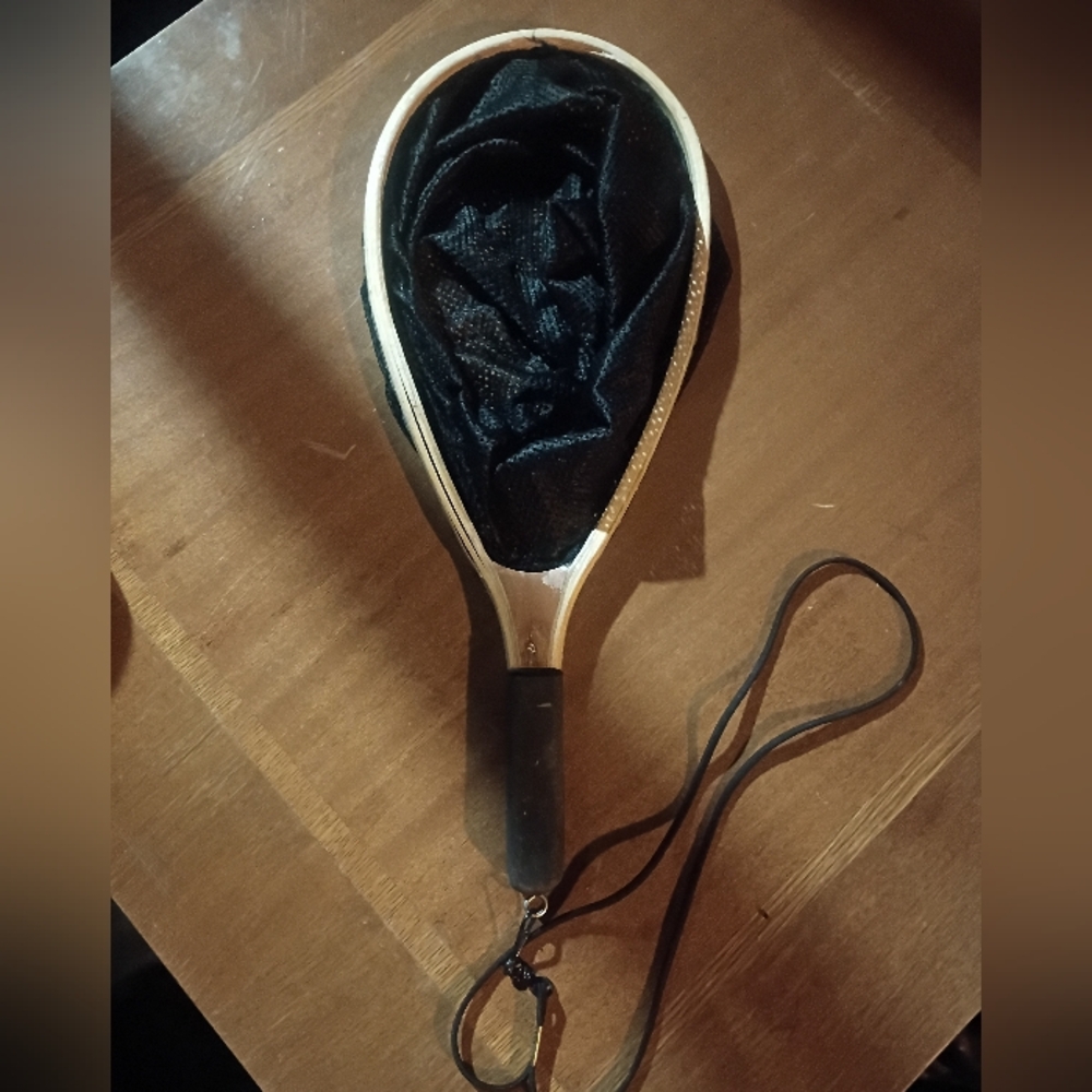 Black and White Fish Net Scoop with Strap